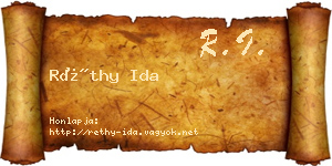 Réthy Ida névjegykártya